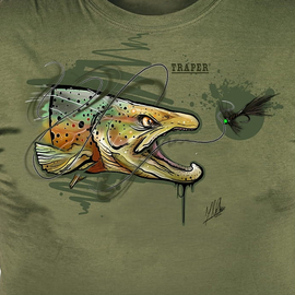 Traper T-Shirt Art Trout Olive